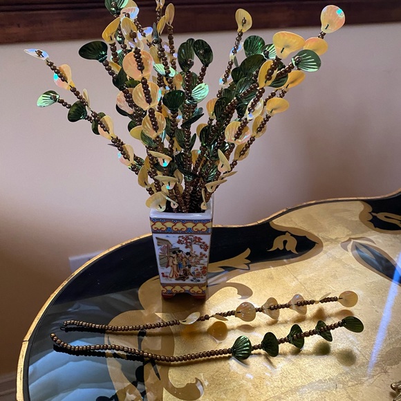 Handmade beaded seashell Artificial flower stems with Chinese vase - Picture 4 of 7